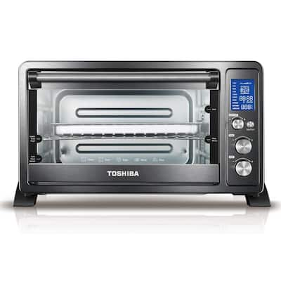 Galanz 26 qt. 1800-Watt Stainless Steel 6-Slice with Air Fry Digital Toaster  Oven GTH12A09S2EWAC18 - The Home Depot