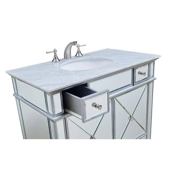 Timeless Home 36 in. W Single Bathroom Vanity in Clear Mirror with Vanity  Top in White with White Basin