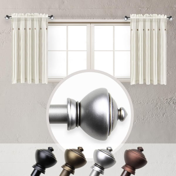EMOH Zora 5/8 inch Side Curtain Rod 12-20 inch long (Set of 2) - Satin Nickel