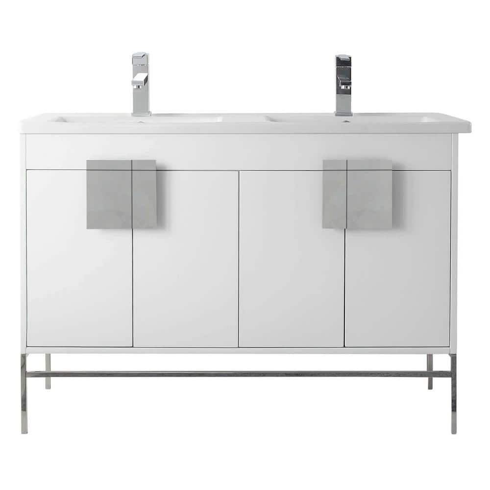 Shawbridge 48 in. W x 18.11 in. D x 33.5 in. H Bath Vanity in Matte White Paint with Ceramic Vanity Top in White price history on PriceWatchPro