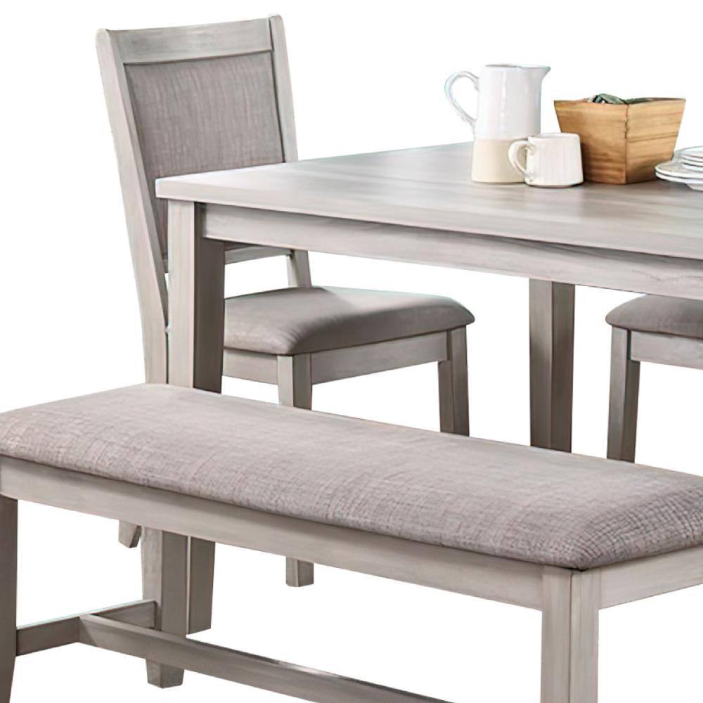 Gray Modern Dining Set with Table, 4 Chairs, and Bench