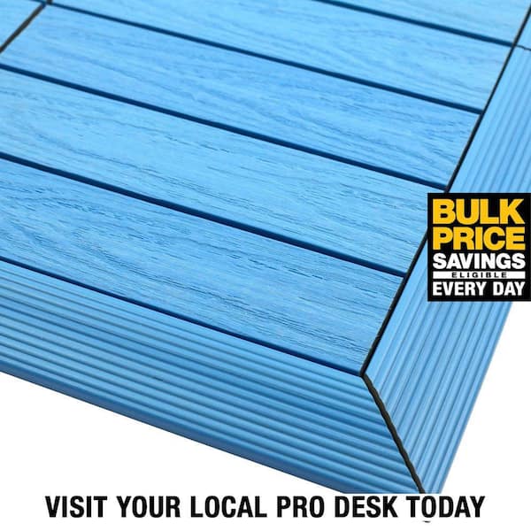 1/6 ft. x 1 ft. Quick Deck Composite Deck Tile Outside Corner Fascia in Caribbean Blue (2-Pieces/Box)