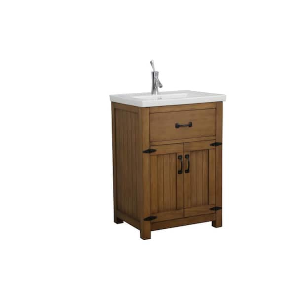 Legion Furniture 24 in. W x 18 in. D x 34 in. H Vanity in Gray with Ceramic Vanity Top in White with White Basin