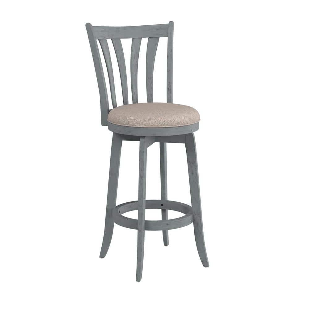 Savana 30" Blue Wirebrush Cream Swivel Wood Barstool