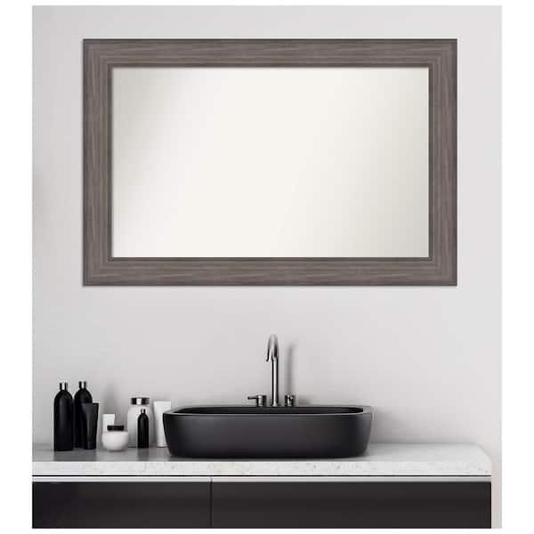 Amanti Art Medium Rectangle Distressed Brown Modern Mirror (25.25 in. H x 38.25 in. W)