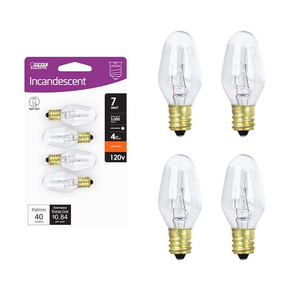 7-Watt Equivalant C7 2700K Clear Incandescent E12 Night Light Bulb (4-Pack)