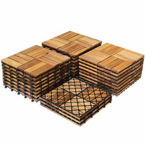 1 ft. x 1 ft. Acacia Wood Deck Tile in Brown (27-Piece Per Box)