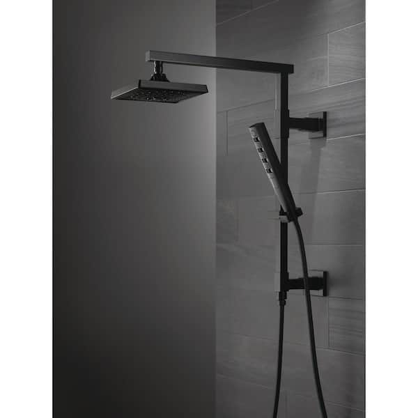 DELTA FAUCET Emerge 18" Round Shower Column - Matte Black, Modern Design, Works With Your Shower Head & Hand Shower