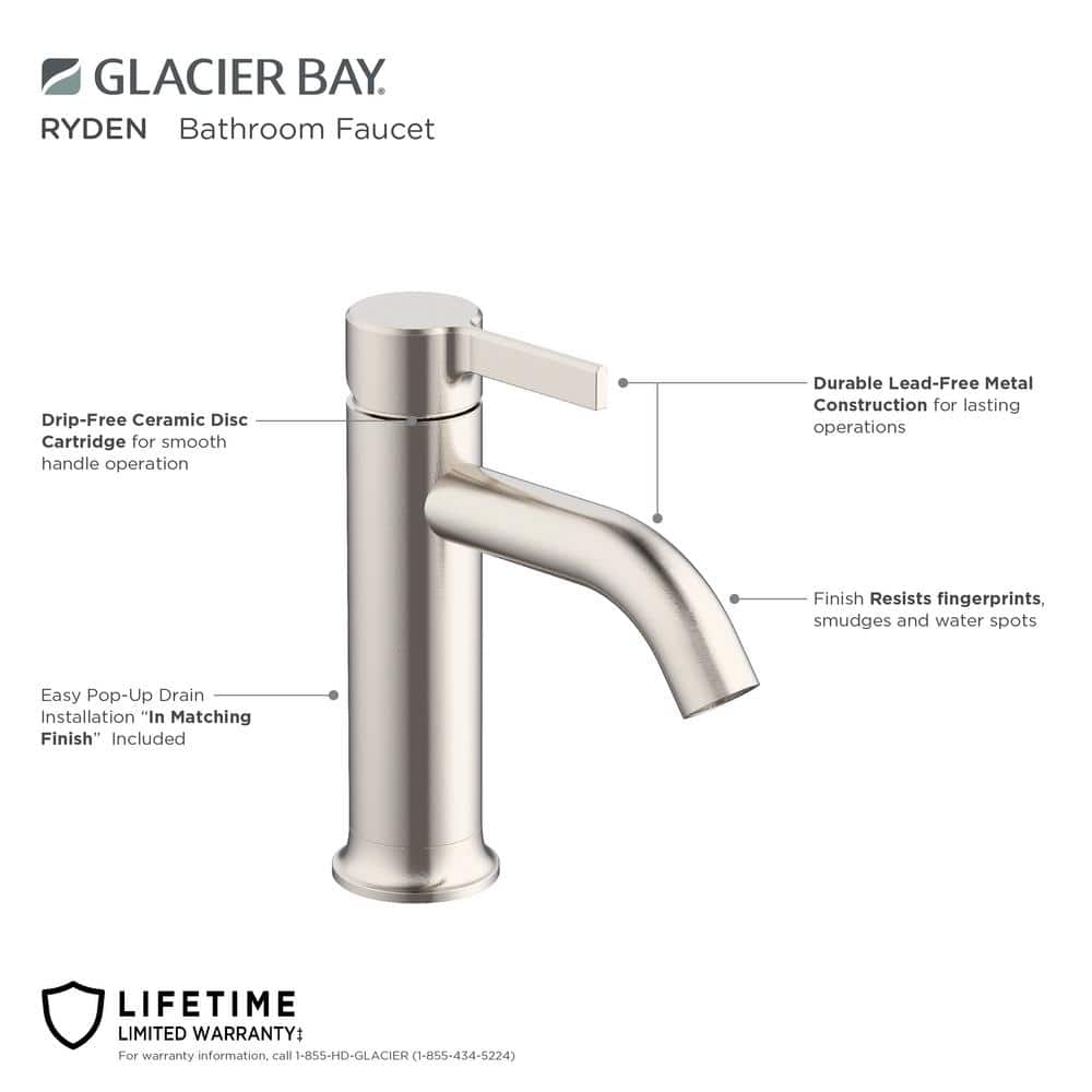 Brushed Nickel Single-Handle High Arc Bathroom Faucet