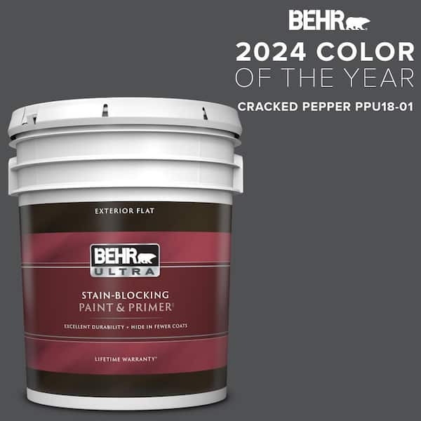 BEHR ULTRA 5 gal. #PPU18-01 Cracked Pepper Flat Exterior Paint & Primer