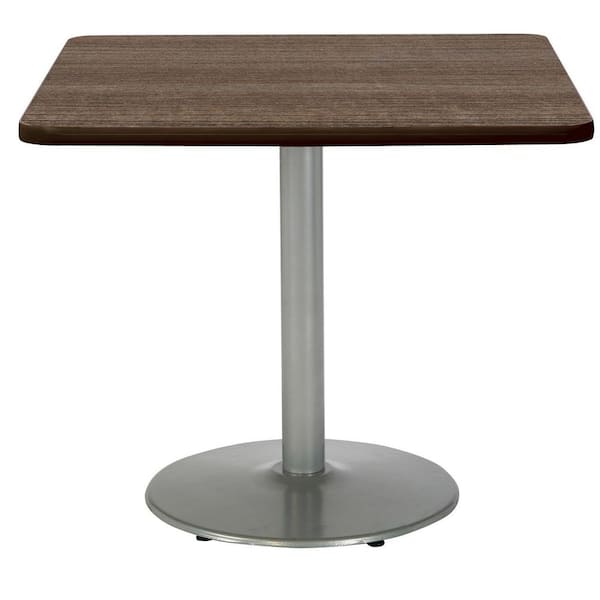 Unbranded Mode 30 in Square Teak Laminate Dining Table with Silver Round Steel Frame (Seats 2)
