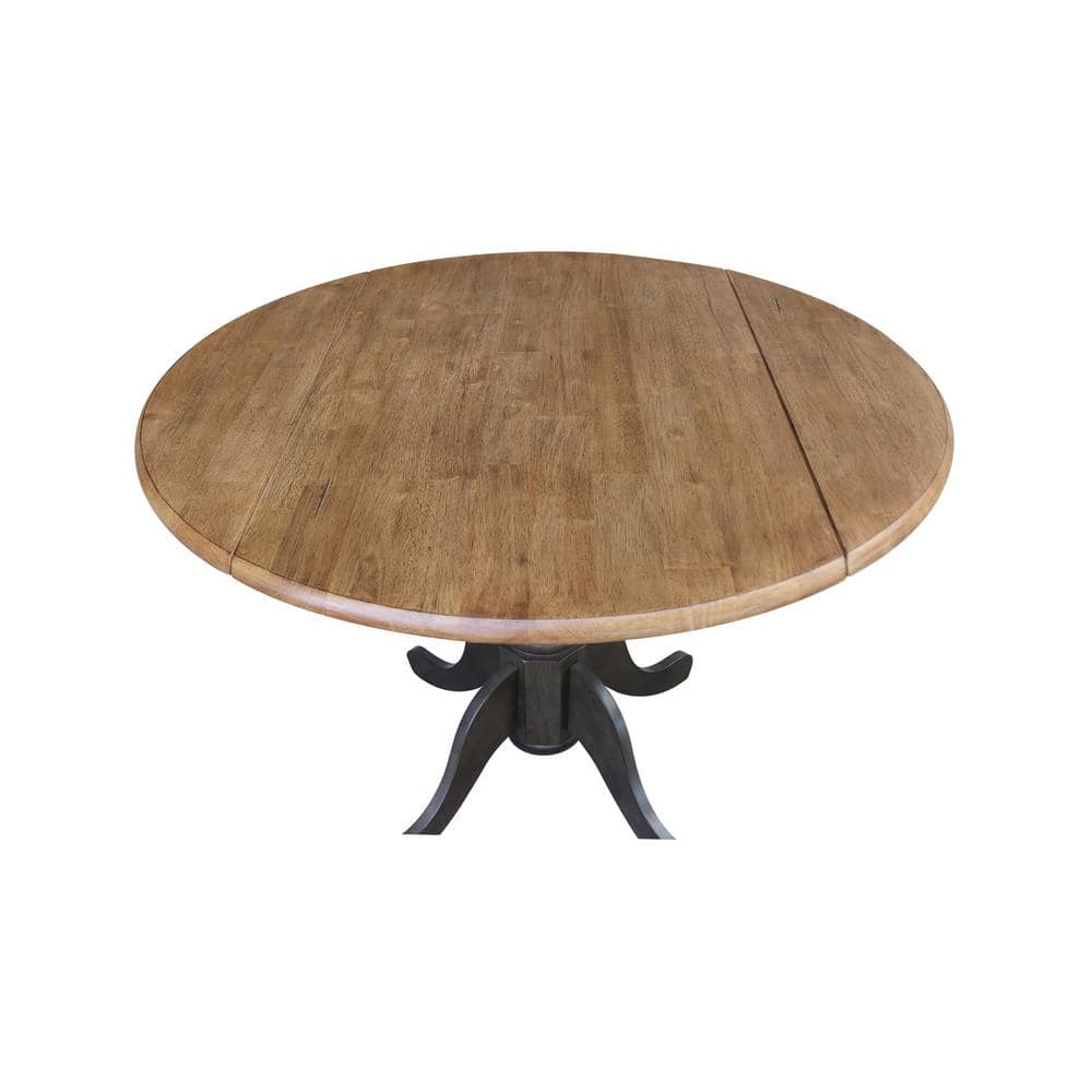 Cottage Charm 42" Round Hickory Wood Extendable Dining Table