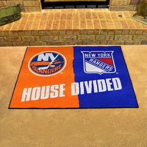 New York Islanders/Rangers Multi-Colored 2 ft. 10 in. x 3 ft. 8.5 in. House Divided Area Rug