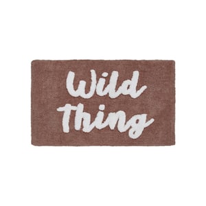 Wild Thing 20 in. x 32 in. Rust Typography Polyester Rectangle Bath Rug