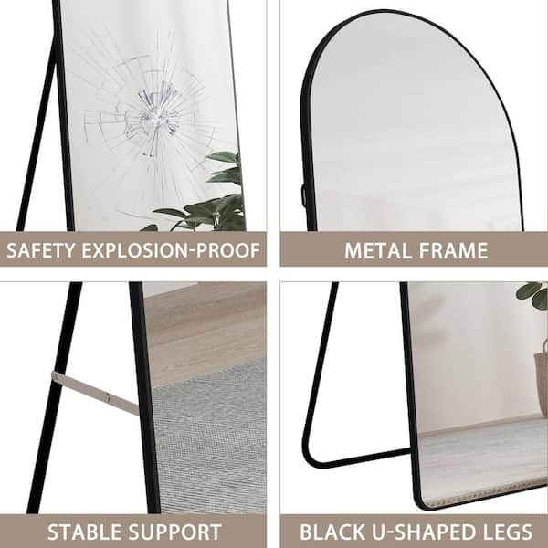 Gallery Solutions Framed Floor Free Standing Easel Full Length Mirror, 16  x 57, Black