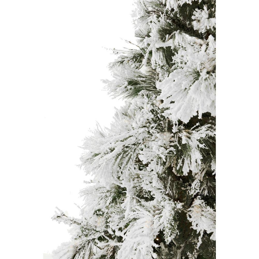 7.5 ft White Flocked Pine Artificial Christmas Tree with Metal Stand