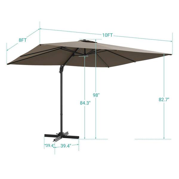 Sonkuki 10 x 8 ft. Metal Cantilever Patio Umbrella with 360