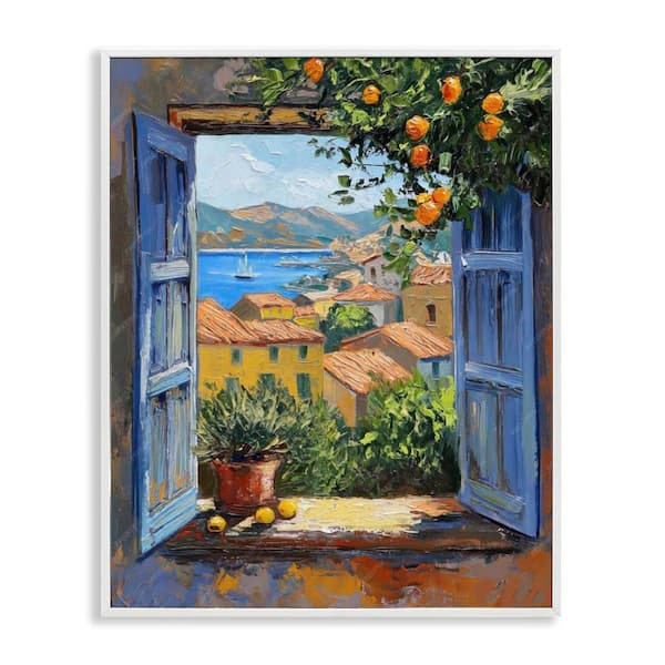Stupell Industries Mediterranean Window View by LSR Design Studio White Framed Architecture Giclee Art Print 14 in. x 11 in.