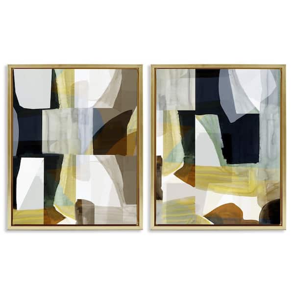 Stupell Industries Geometric Desert Motif by cartissi 2-Pieces Gold Floater Frame Abstract Graphic Art Print 21 in. x 17 in.