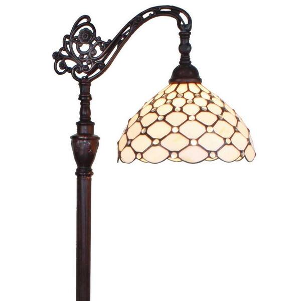 Amora Lighting 62 in. Tiffany Style Jeweled Reading Floor Lamp