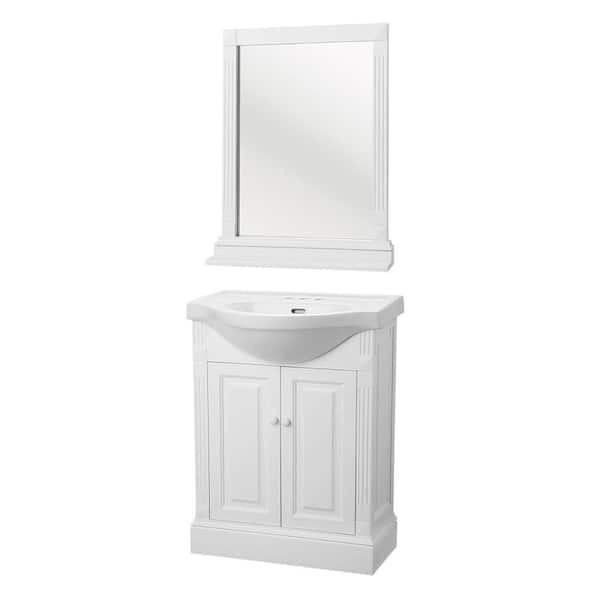 Home Decorators Collection Salerno 25 in. W Bath Vanity in White with Porcelain Vanity Top and Mirror
