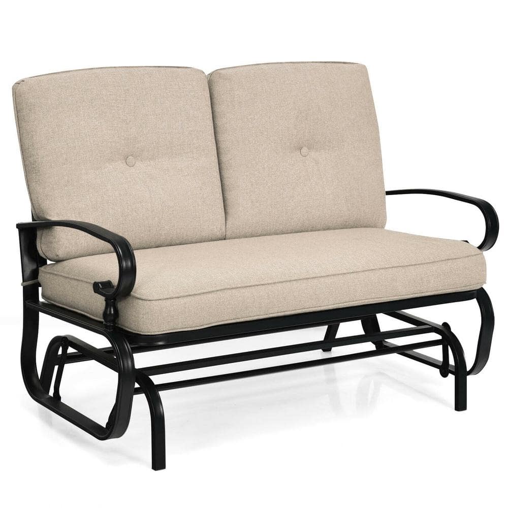 2-Person Metal Outdoor Glider Chair with Beige Cushion price history on PriceWatchPro