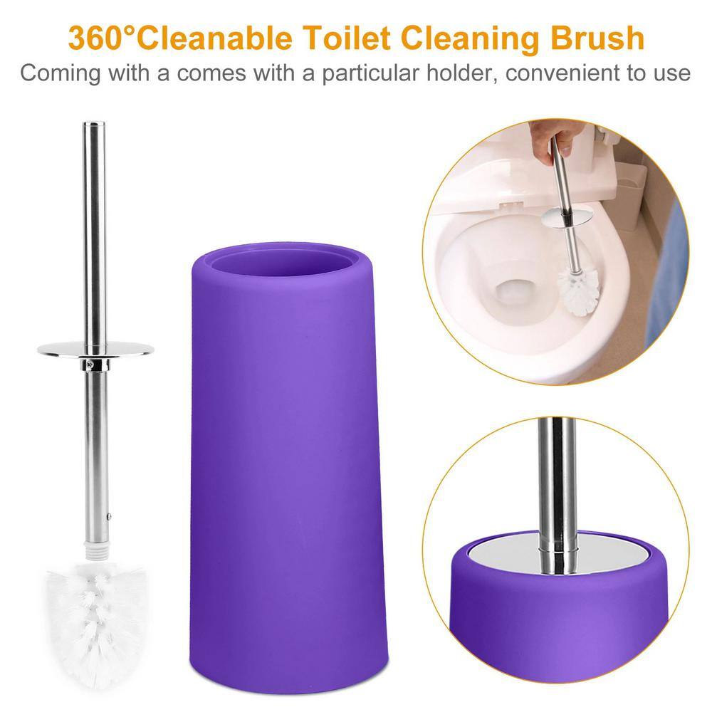 Purple 6-Piece Plastic Bathroom Accessory Set with Chrome Accents