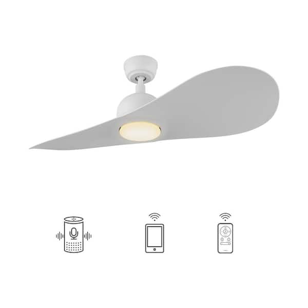 CARRO Azure 42 in. Integrated LED Indoor White Smart Ceiling Fan with Light and Remote, Works with Alexa and Google Home