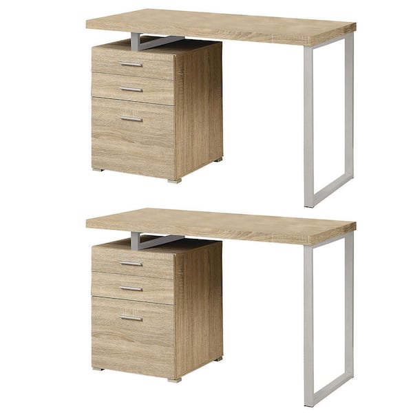 Monarch Specialties 48 in. x 23.75 in. Natural Industrial Design Office Computer Desk (2-Pack)
