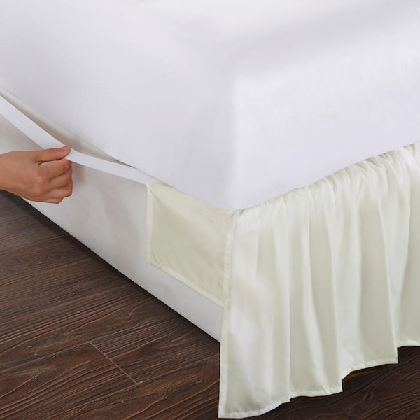 Bed Maker S Ruffled 14 In Drop Ivory Wraparound Cal King Skirt Fre34414ivor05 The Home Depot Ruffled 14 In Drop Ivory Wraparound, Adjustable Bed Skirts King