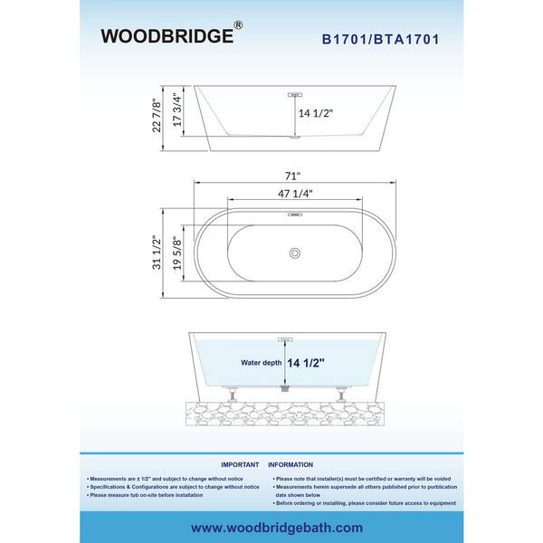 Rolande 71 in. Acrylic FlatBottom Double Ended Bathtub with Polished Chrome Overflow and Drain Included in White