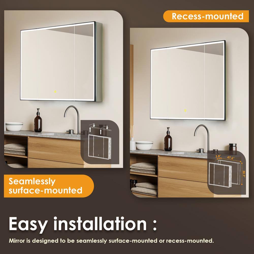 Fenice 48" Matte Black Aluminum LED Medicine Cabinet