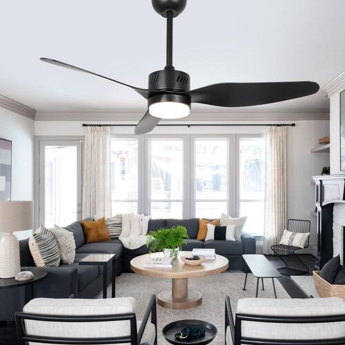 Olyvea 46 in. Black Reversible Dimmable Caged Ceiling Fan with LED Light and Remote Bella Depot Ceiling Fans With Lights