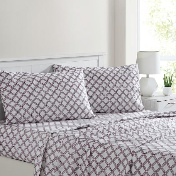 MODERN THREADS Printed 4-Piece Cara Microfiber Full Sheet Set