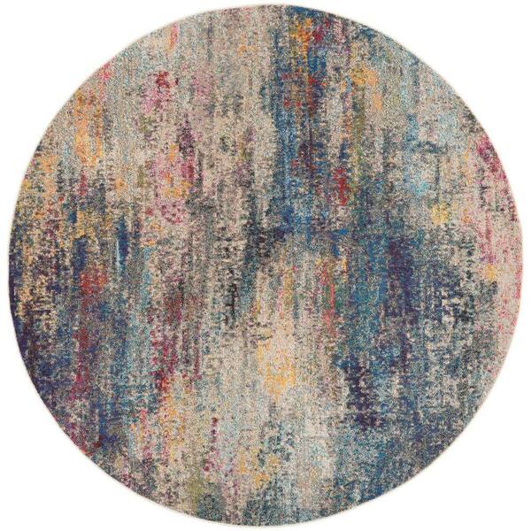 Nourison Celestial Multicolor 8 ft. x 8 ft. Abstract Contemporary Round Area Rug