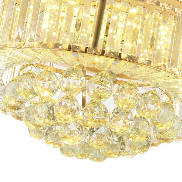 OUKANING 36 in. Gold Modern Indoor Crystal Decor Shade