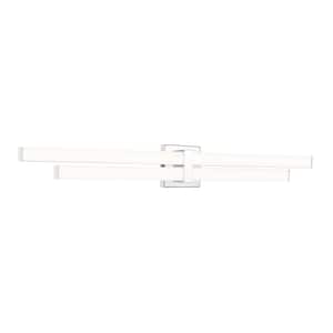 Zane 40 in. 2-Light Chrome Integrated LED Vanity Light with Frosted Plastic Shade