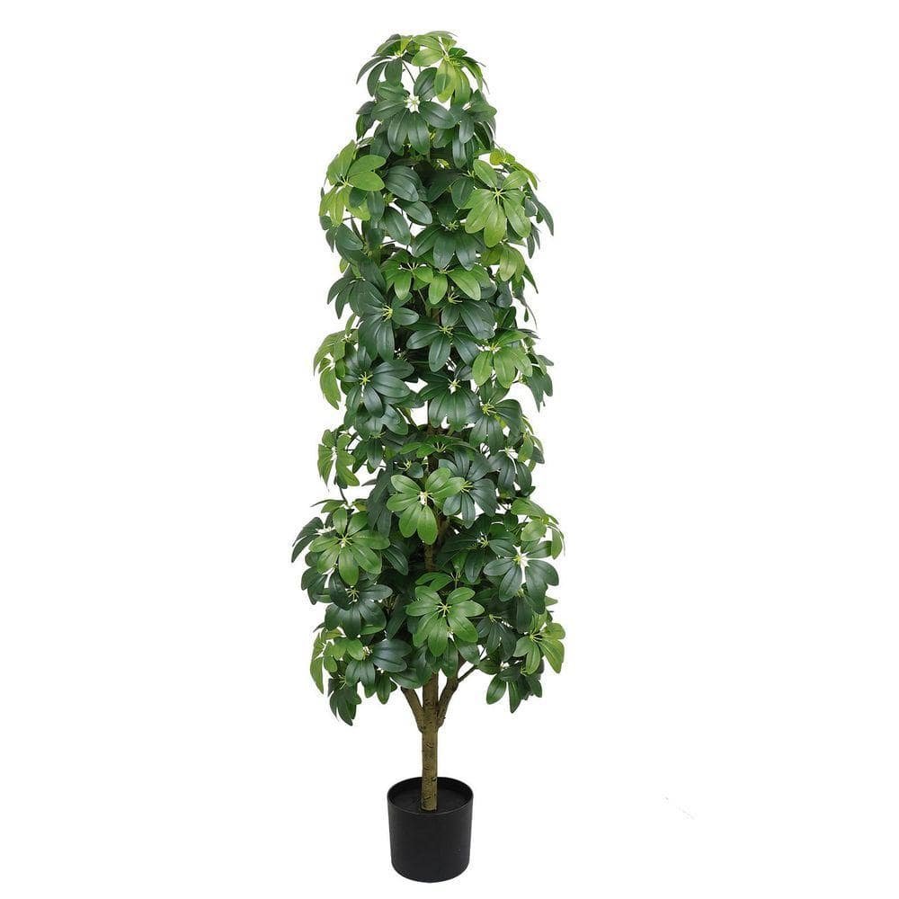 6 ft. Green Realistic Faux Artificial Tree 1 PC in Black Pot for