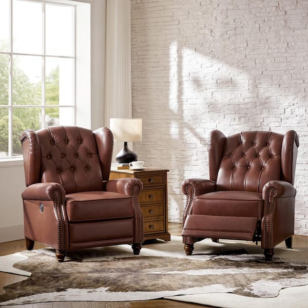 JAYDEN CREATION Louisa Brown 33.5 in. W Genuine Leather