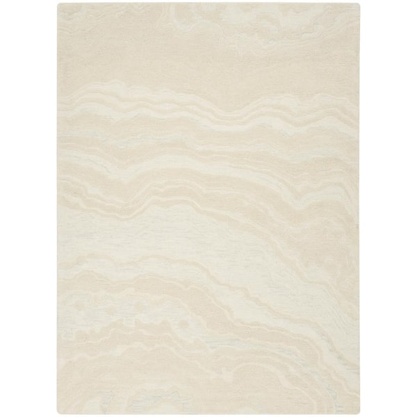 Graceful Ivory 9 ft. x 12 ft. Abstract Contemporary Area Rug
