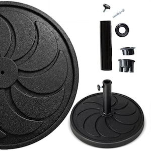 40 lbs. Round Resin Heavy Duty Resin Base Stand for 1.5 in. or 1.9 in. Umbrella Poles Patio Umbrella Base 21.1 in. Black