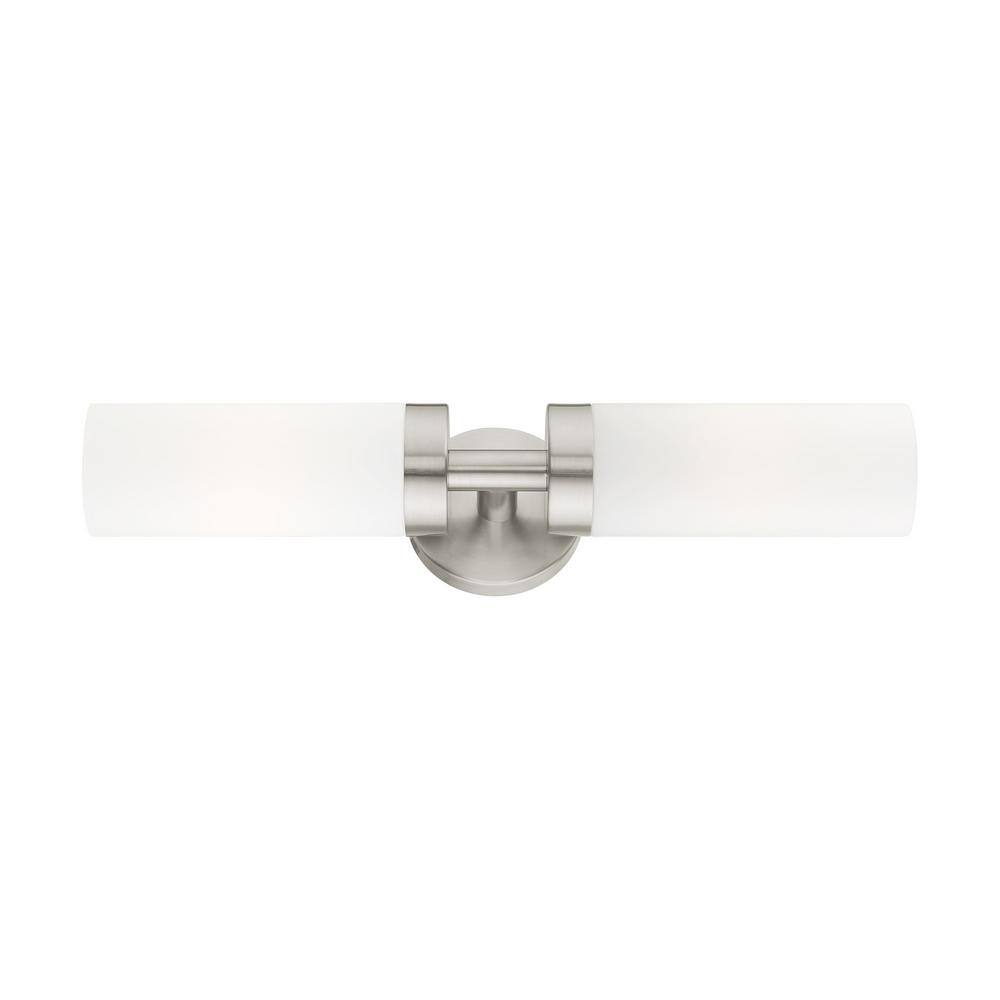 Sleek Brushed Nickel Outdoor Vanity Sconce with Satin Opal White Glass
