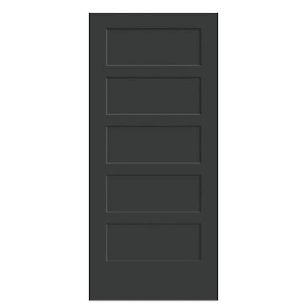 Masonite 36 in. x 80 in. 5-Panel Bayshore Single Bore Solid Core Jet Black Molded Composite Interior Door Slab