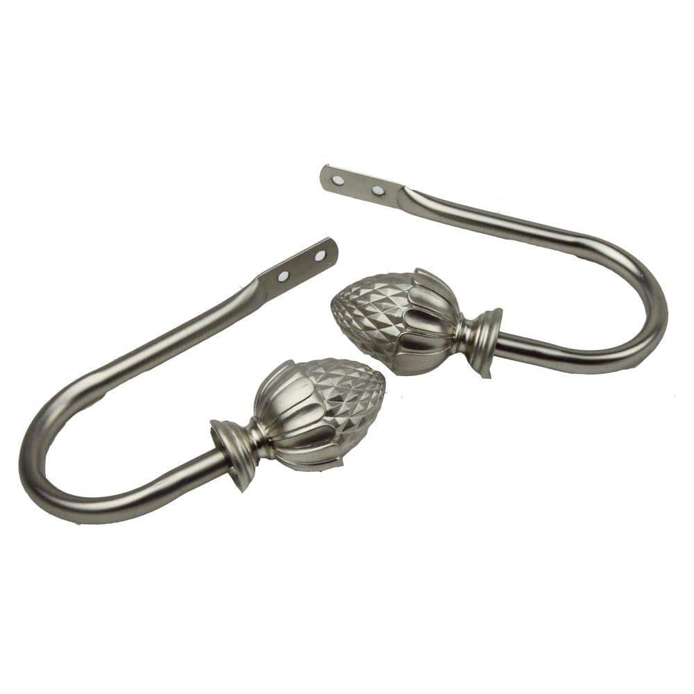 Rod Desyne Acorn Decorative Satin Nickel Steel Hook Curtain Holdback