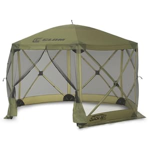 8-Person Poly-Oxford Fabric Quick-Set Escape Portable Outdoor Gazebo Canopy Tent and 6 Wind Panels, in Green