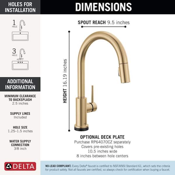 Delta Trinsic Gold Touch2O with Touchless Technology Single Handle