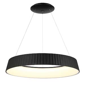 Star Gate 72-Watt 1-Light Black Statement Integrated LED Pendant Light with Frosted Acrylic Shade