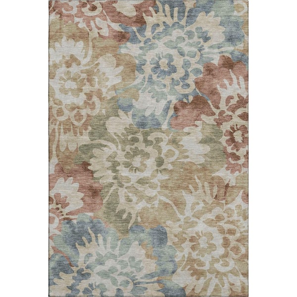 Mayfield Premium Machine Washable Abstract AMF2028 Paprika 5 ft. x 7 ft. 6 in. Area Rug
