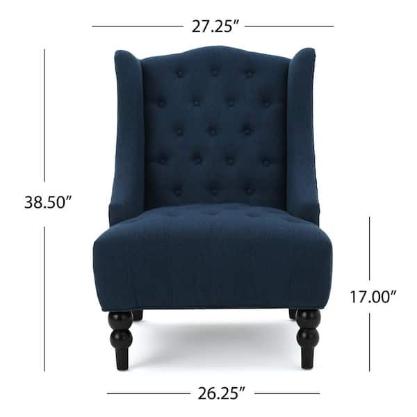 Noble House Toddman Dark Blue Fabric, High Back Arm Chairs