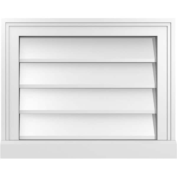 Ekena Millwork 20 in. x 16 in. Vertical Surface Mount PVC Gable Vent: Decorative with Brickmould Sill Frame